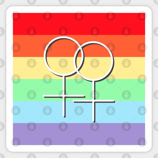 Lesbian Pride Symbol with LGBT Rainbow Flag Sticker by s.hiro